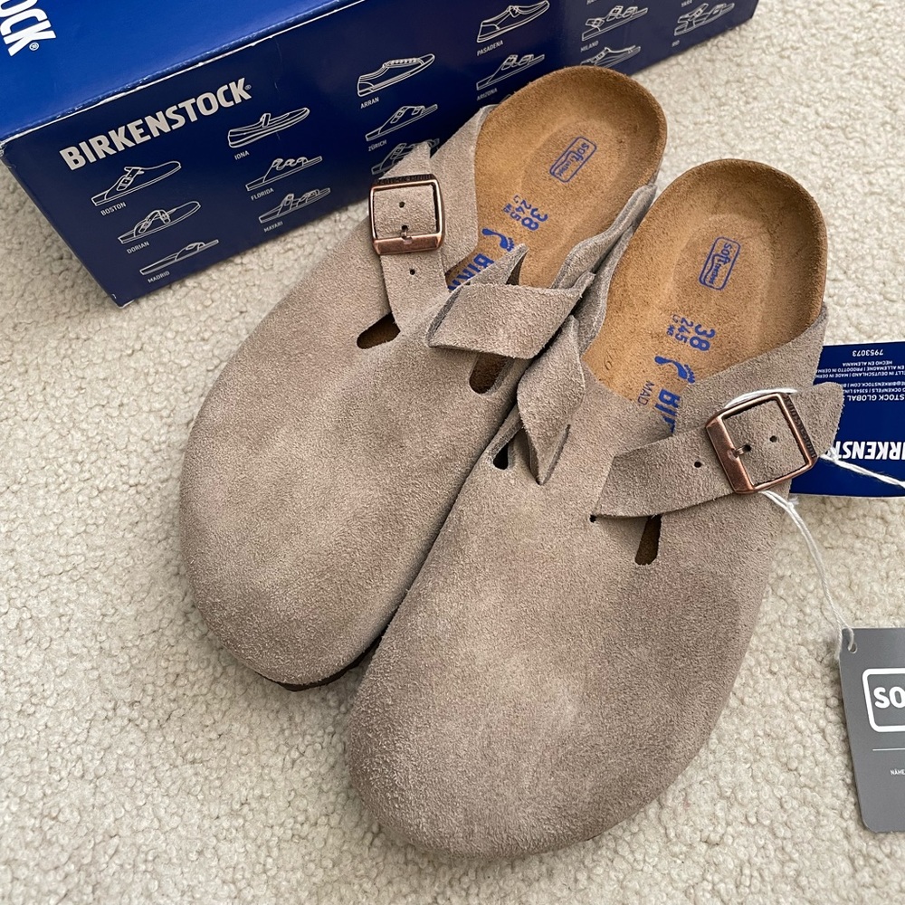 Bitkenstock boston suede soft footbed clog